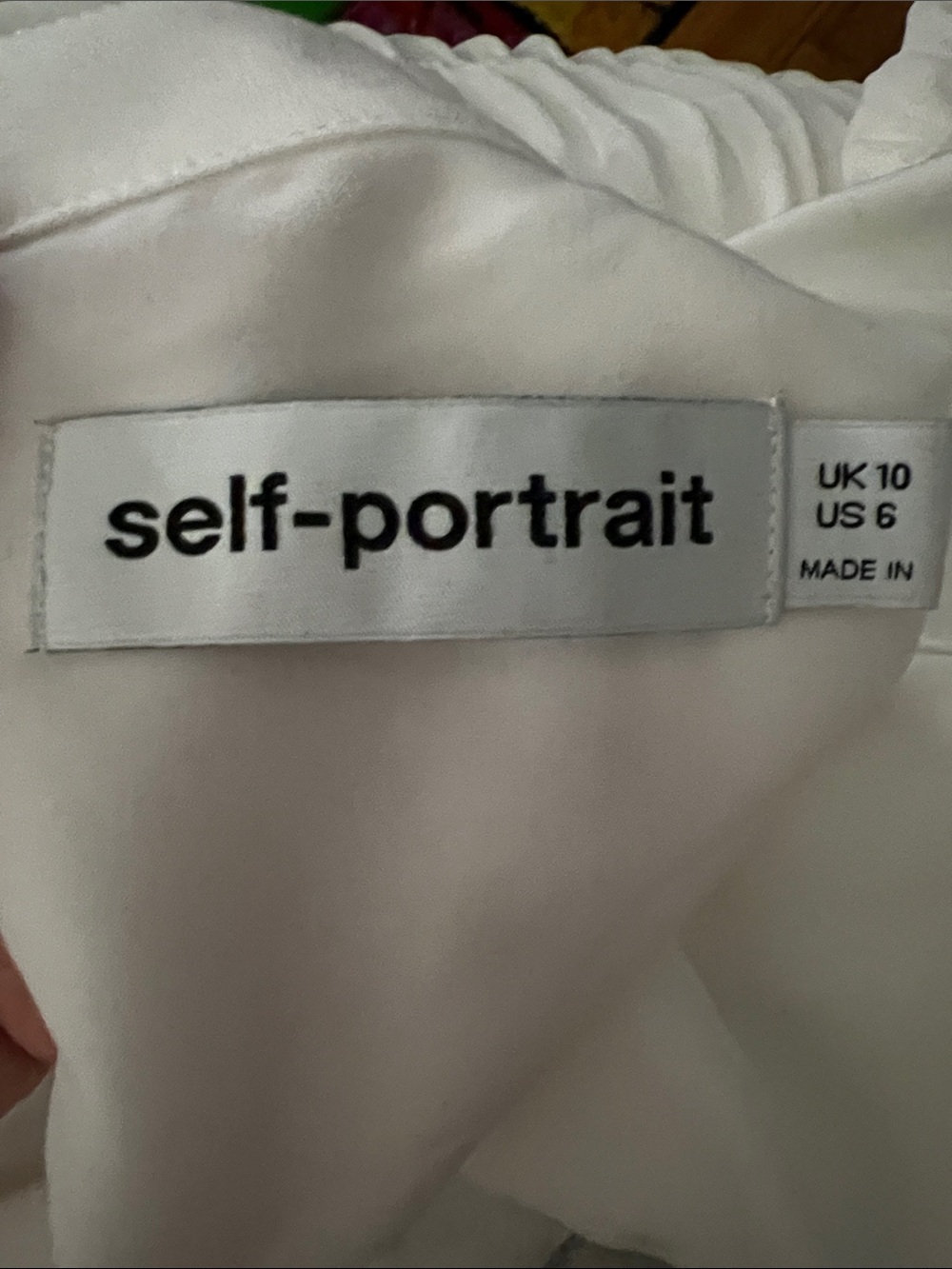 Self Portrait Ivory Ruffled Bib Mini Dress Women’s 6 - Picture 6 of 8